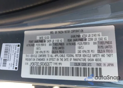 2024 Mazda Cx-5 2.5 S Carbon Edition z USA, uszkodzony, nr VIN JM3KFBCL6R0450877